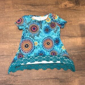Girls Bohemian Turquoise top